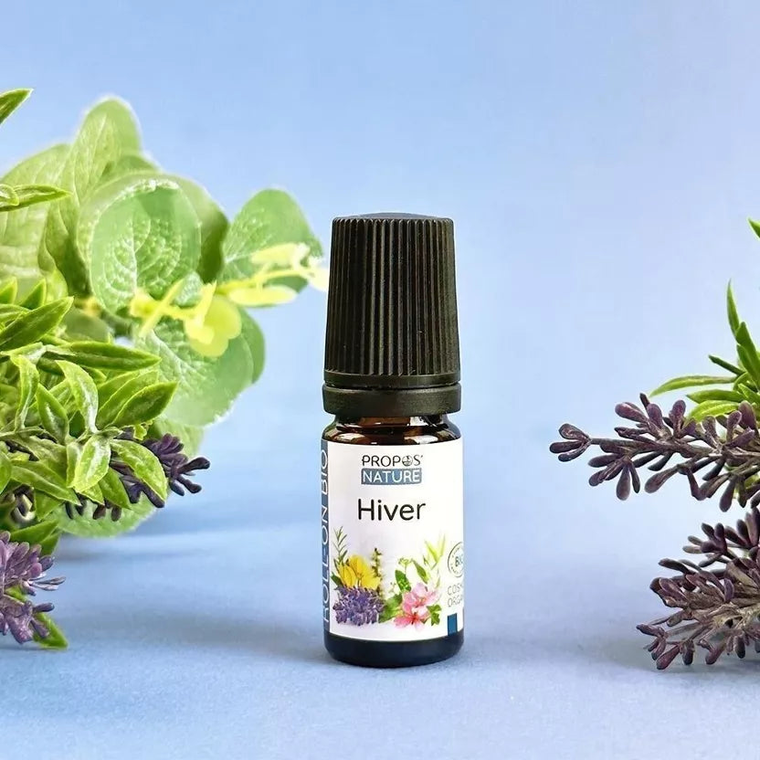 ROLL-ON HIVER - SYNERGIE D'HUILES ESSENTIELLES BIO - NIAOULI RAVINTSARA ROMARIN EUCALYPTUS LAVANDE GERANIUM YLANG YLANG