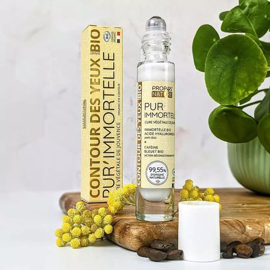 CONTOUR YEUX PUR'IMMORTELLE BIO - ACIDE HYALURONIQUE - CAFEINE - BLEUET