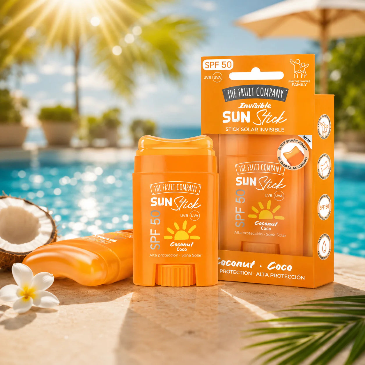 Stick Solaire SPF 50 Haute Protection Coco Water Résistant - The Fruit Company