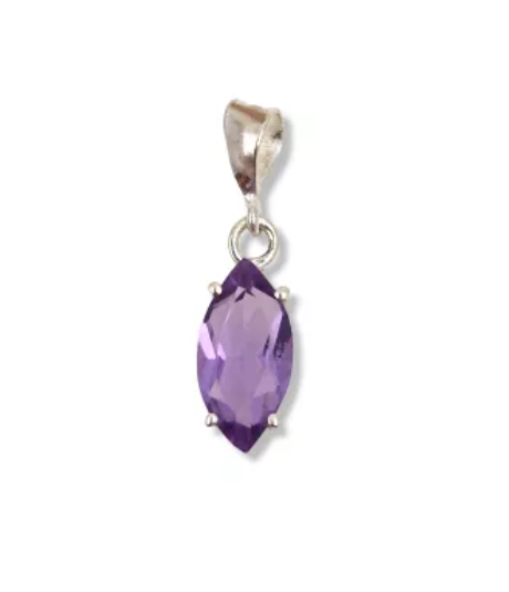 PENDENTIF FACETTES AMÉTHYSTE SERTI ARGENT