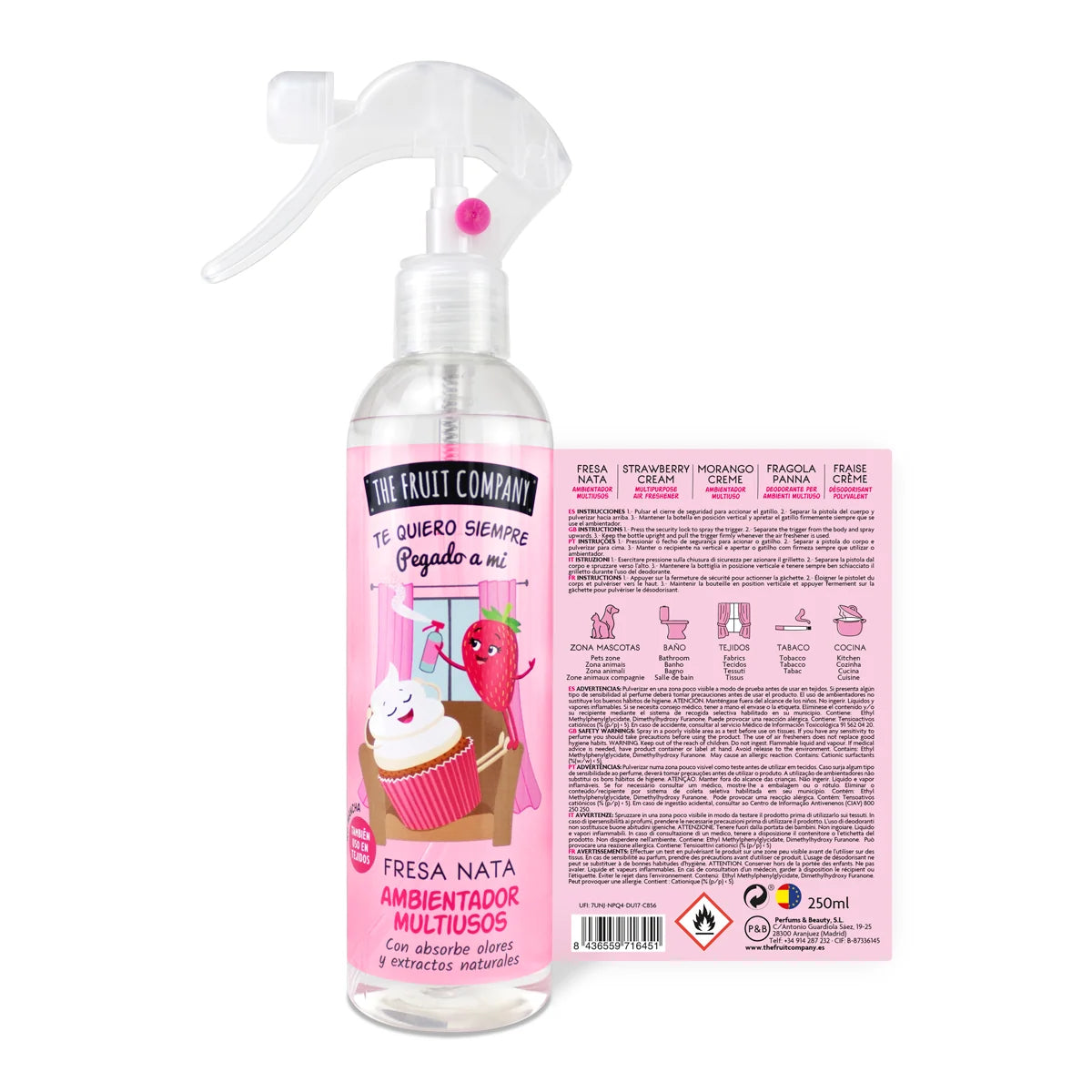 Spray d'Ambiance Maison & Tissu Fraise Chantilly 250ML - The Fruit Company