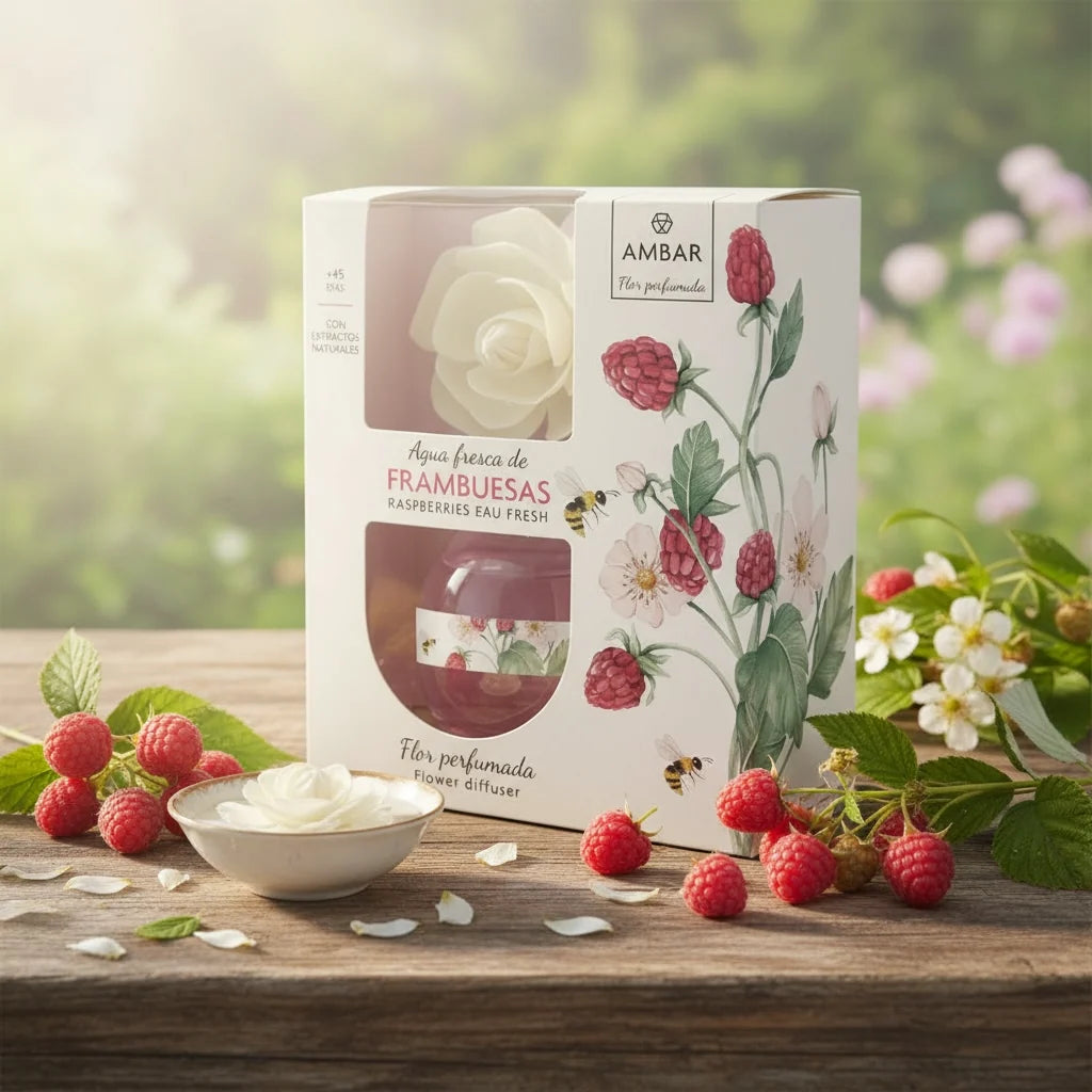Fleur Diffuseur de Parfum Framboise "Gamme Agua Fresca" 60ml - Ambar