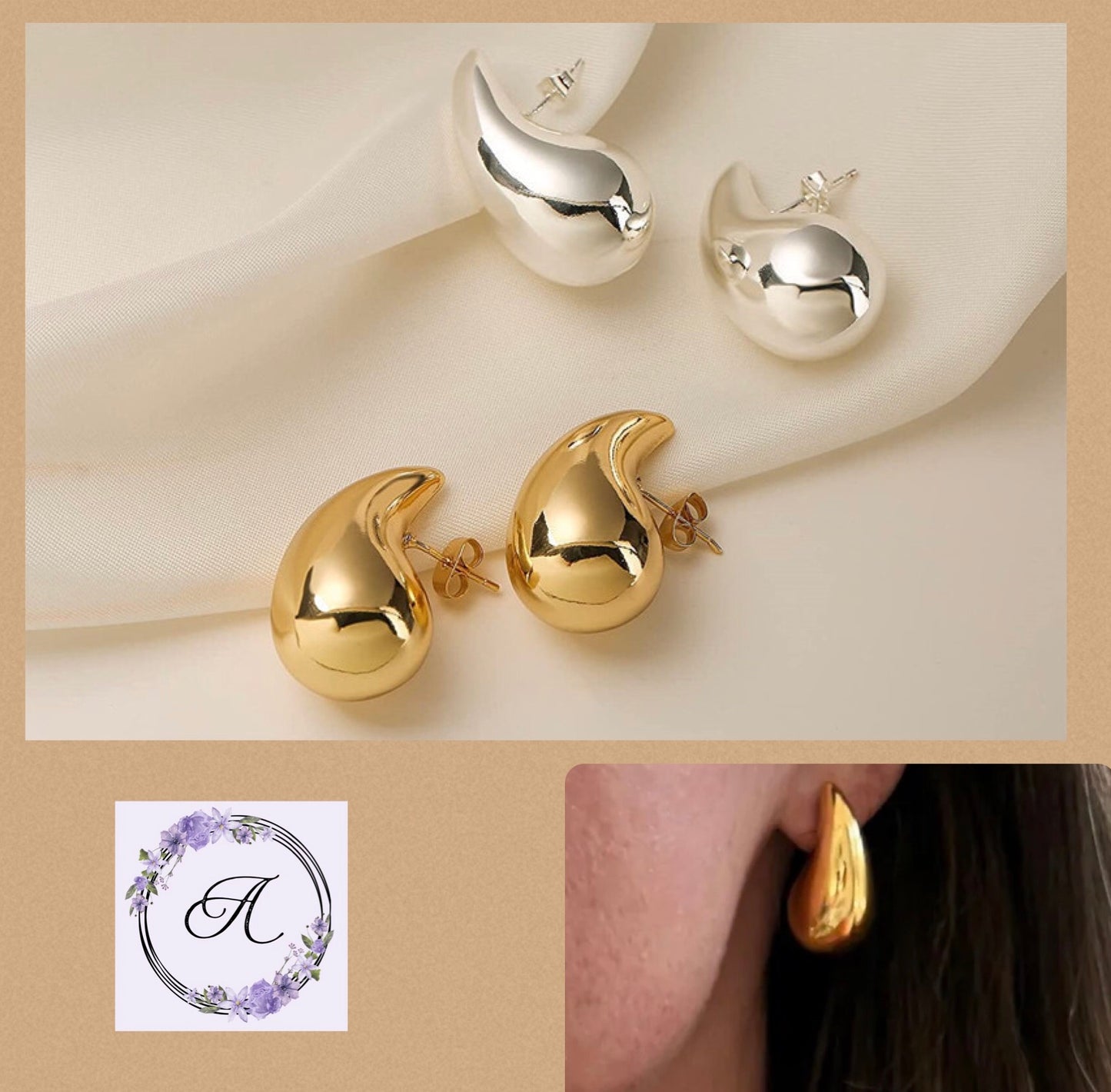 Boucles D'Oreilles Gouttelettes D'Eau #40